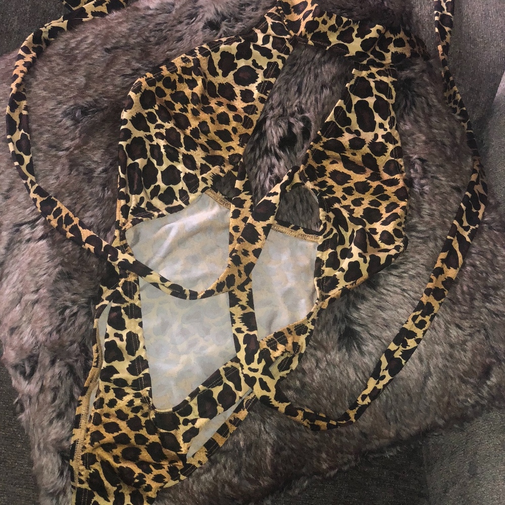Women Sexy Leopard Print  Bra Beach Bikini Set